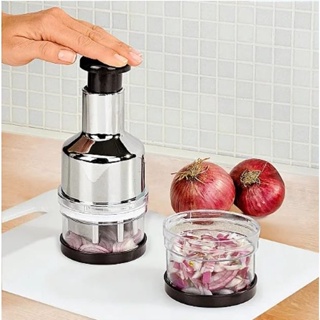 Triturador Manual Para Cebola Alho Vegetais Aço Inox Prateado