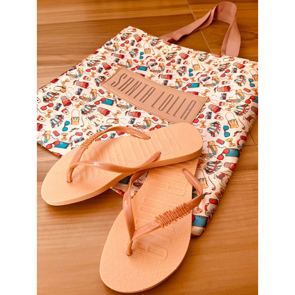 Kit chinelo e bolsa grande de ombro Feminina sacola de praia piscina linda e confortável em promoção!