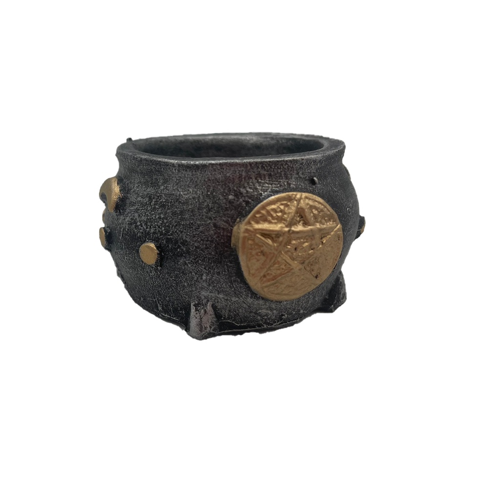 Incensário Caldeirão De Bruxa Pentagrama Triluna 5cm Wiccaa