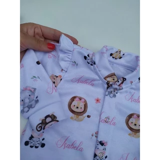 Macacão personalizado para bebê de menino menina vários temas saída maternidade lembrança do bebê