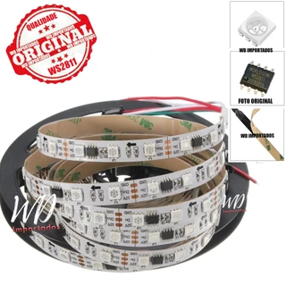Fita LED WS2811 Endereçável 5 metros, 60 LEDs/m, 300 LEDs, IP30, 12 Volts, Preta e Branca