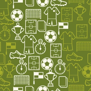 Papel de parede Autoadesivo Quarto Simbolos De Futebol Branco Com Fundo Verde