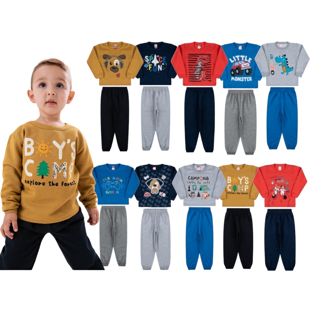 Lote 8 Peças Moletom Masculino Menino Infantil Inverno Outono Conjunto Bebê 1 a 8