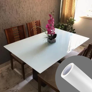 Adesivo Vinil Autocolante Branco Brilhante Efeito Laca Laquear Mesa Vidros Pode Lavar