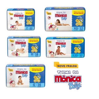 Fralda Descartável Infantil TURMA da MONICA BABY - P/M/G/XG/XXG em Oferta na Shopee