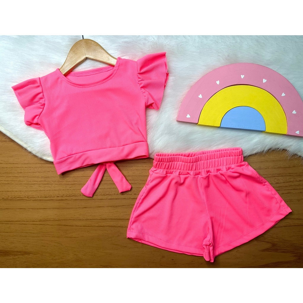 Conjunto infantil juvenil menina feminino BENGALINE moda blogueirinha  elastico verão short