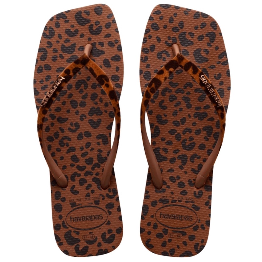 Chinelo Havaianas Feminina Slim Square Velvet Ferrugem Com Stampa De ...