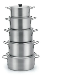 Caçarolas Arroz Feijoada Linha Hotel Kit 5 Panelas Aluminio