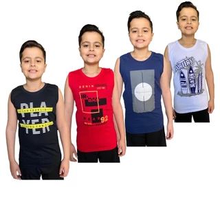 Kit Com 4 Regatas Masculina Infantil Verão Juvenil Calor Menino Criança