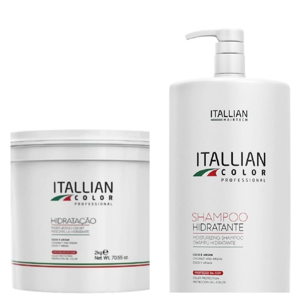 Kit Itallian Color Shampoo 2,5litros Máscara Hidratação 2kg Shopee Brasil