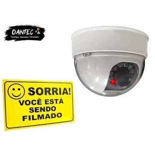 Camera de segurança Falsa modelo Dome Branco com Led Bivolt
