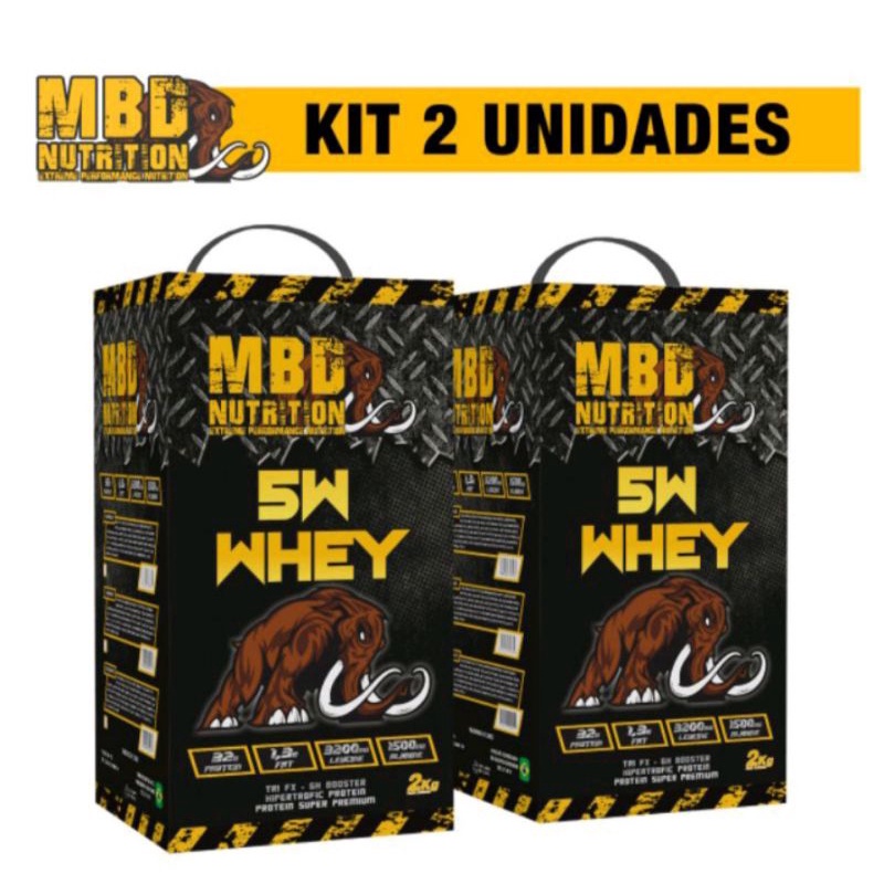 Kit 2 Unidades Whey Protein 5w MBD Nutrition 2kg( Envio imediato)