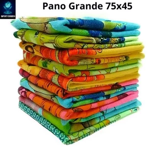 Pano de Prato Colorido Grande Tamanho 75x45 Estampado kit 5 unidades