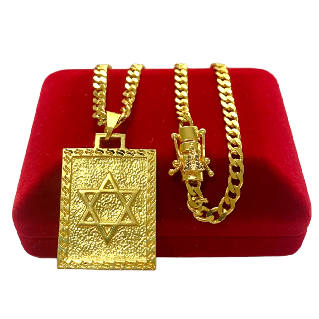 CORRENTE GRUMET 4MM - PLAQUINHA ESTRELA DE DAVI - BANHO DE OURO 18K ...