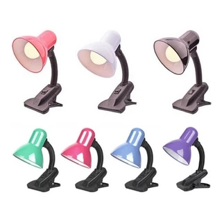 Luminária Abajur Bivolt De Mesa Articulável Com Garra Para Trabalho Pregador Grampo Estante Bancada Luz Cores