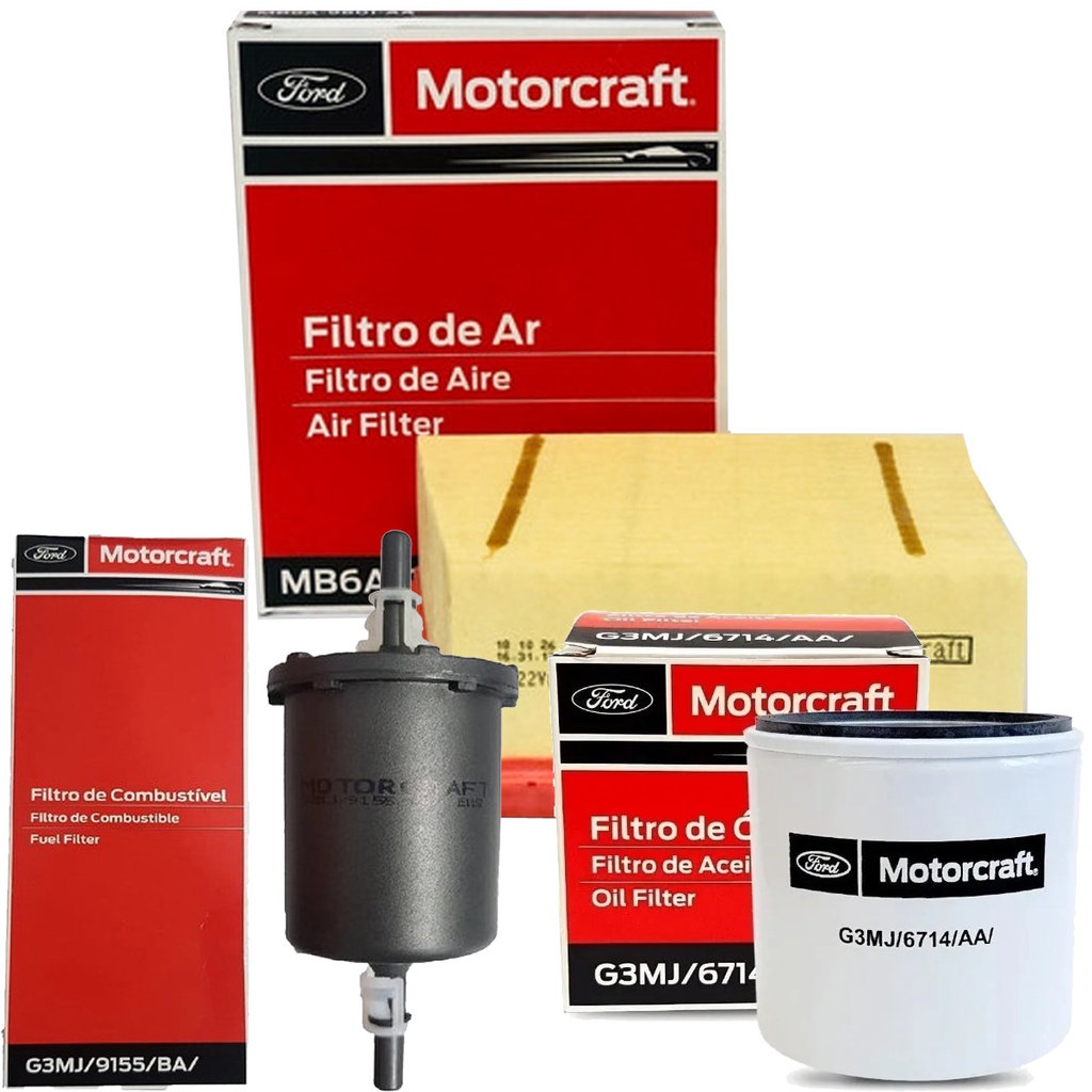 Kit Filtros Ar Oleo Combustivel Original Ford Motorcraft New Fiesta Nacional Novo Ka E Nova Ecosport 1.6