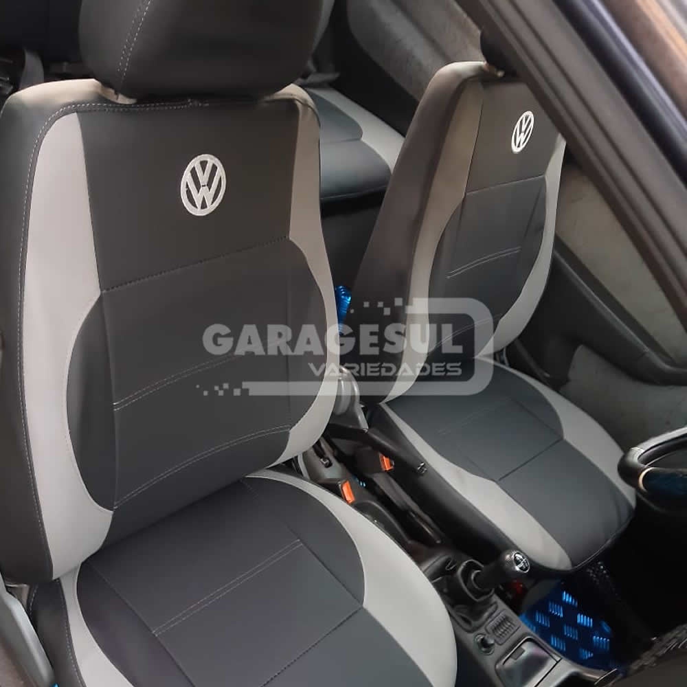 Capas de Bancos Automotivos Em Couro Preto e Cinza Sob Medida Sport Vw ...
