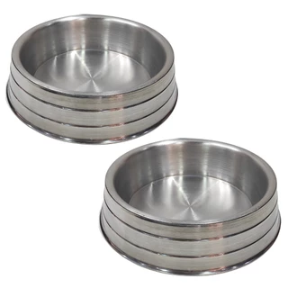 Kit 2 Tigela Vasilha Comedouro Bebedouro Alumínio Pesado Gigante 3000ML