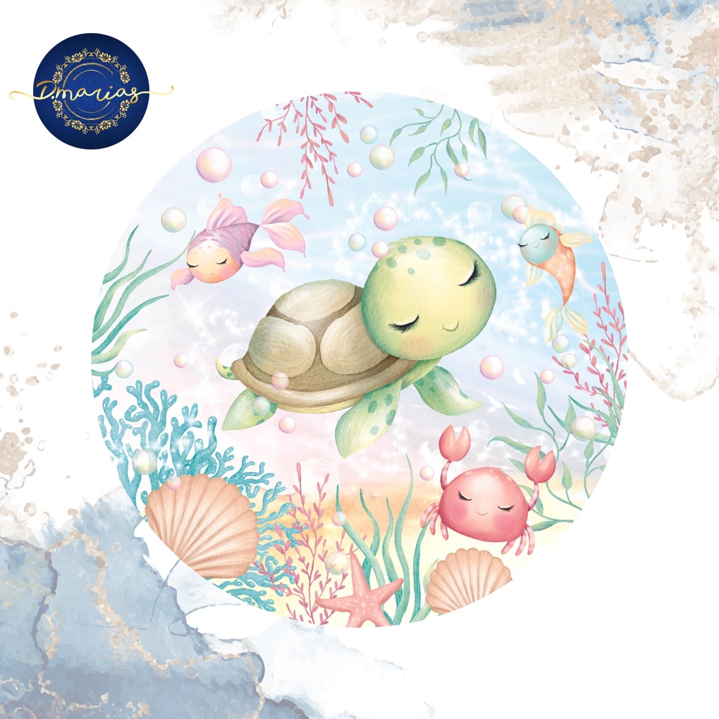 Painel de Festa Circular Fundo do Mar