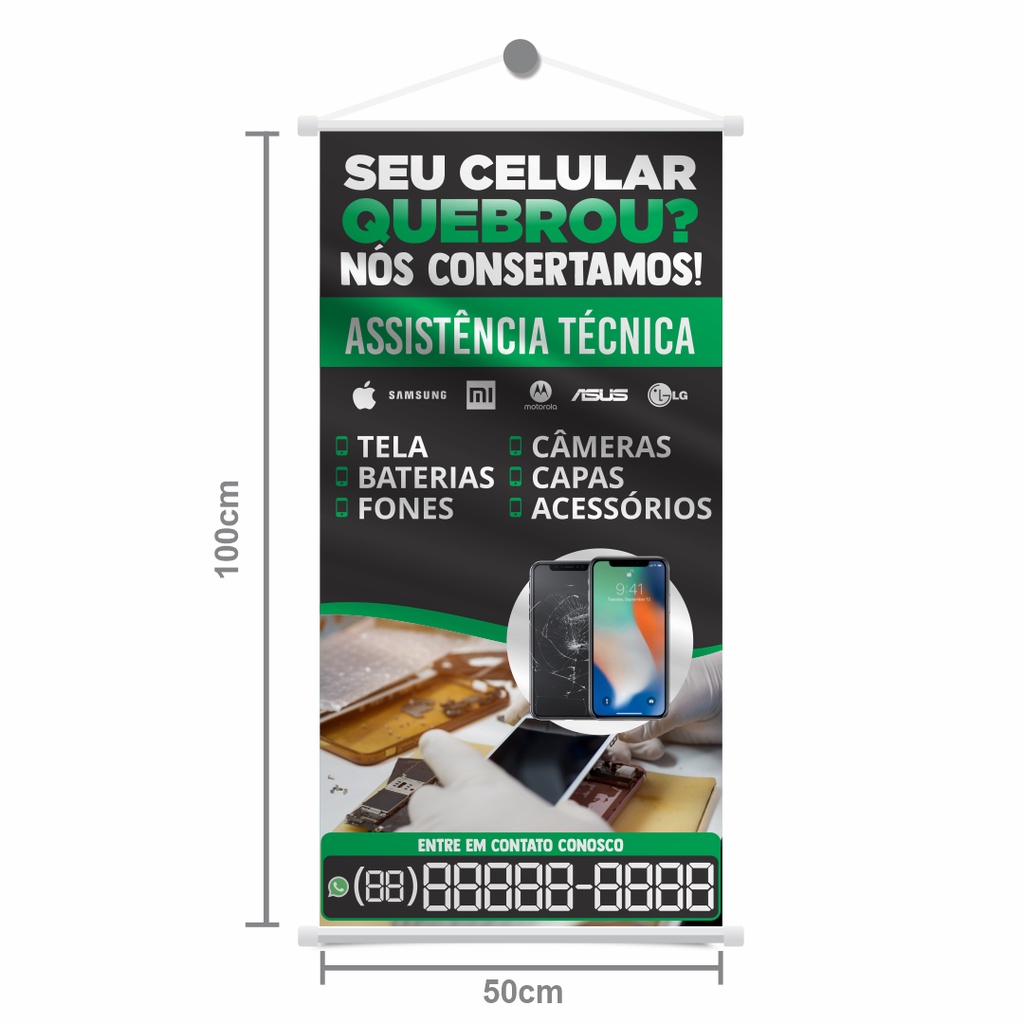 Banner Loja Conserto De Celular Com Marcas 50x100 Arte Pronta Shopee Brasil 2884