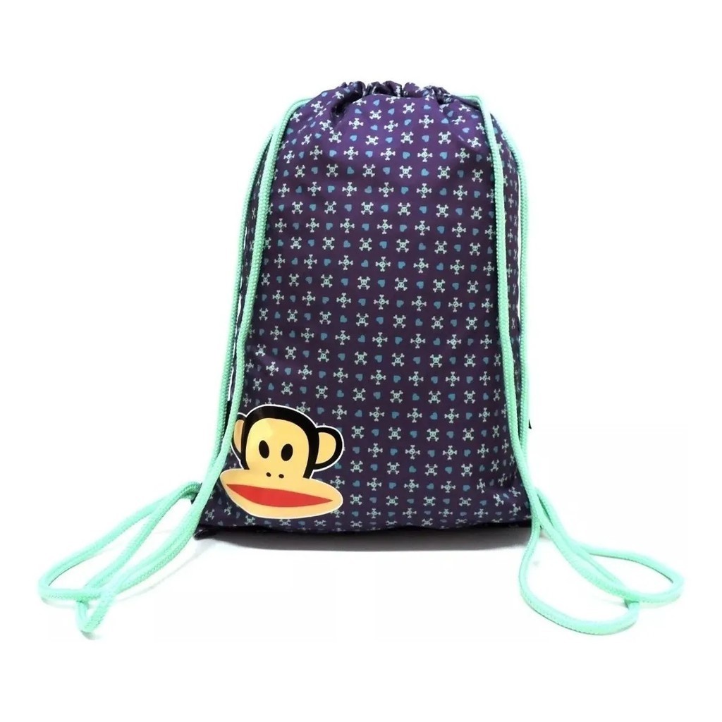 Mochila Bolsa Saco Sacola Paul Frank Roxa Azul Shopee Brasil