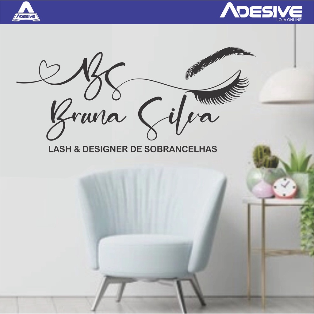 Adesivo Decorativo Designer Sobrancelha Nome Personalizado Salão de Beleza