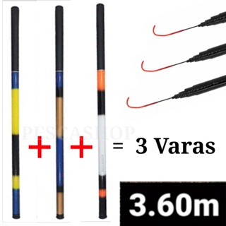Kit 3 Varas Telescópicas Lisa / 3,60M - 40% Carbono - C.W 8-18lbs - Cmik