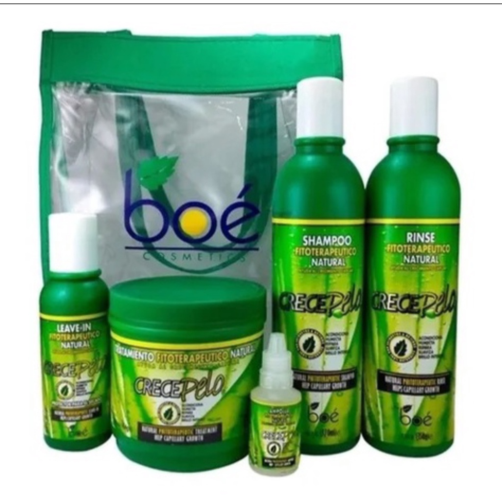 Boé Kit Crece Pelo C/ Ampola (5 Itens + Bolsa) | Shopee Brasil