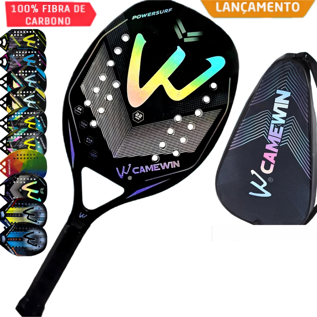Raquette De Tennis De Plage Camewin – Fibre De Carbone 3K – Surface Rugueuse – Homme
