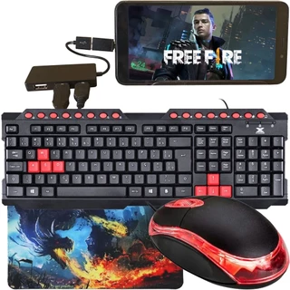 Kit Mobilador Completo Teclado Gamer Preto Vermelho + Mouse Óptico Preto Vermelho + Mouse Pad + Cabo em Oferta na Shopee