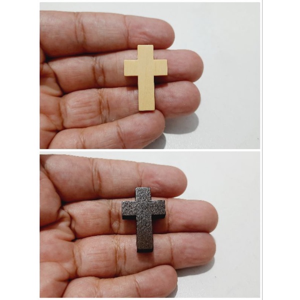 Pingente cruz em madeira para terços e bijuterias 5 unidades