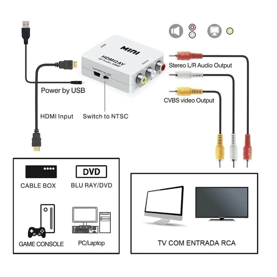 Transformador hdmi best sale a rca