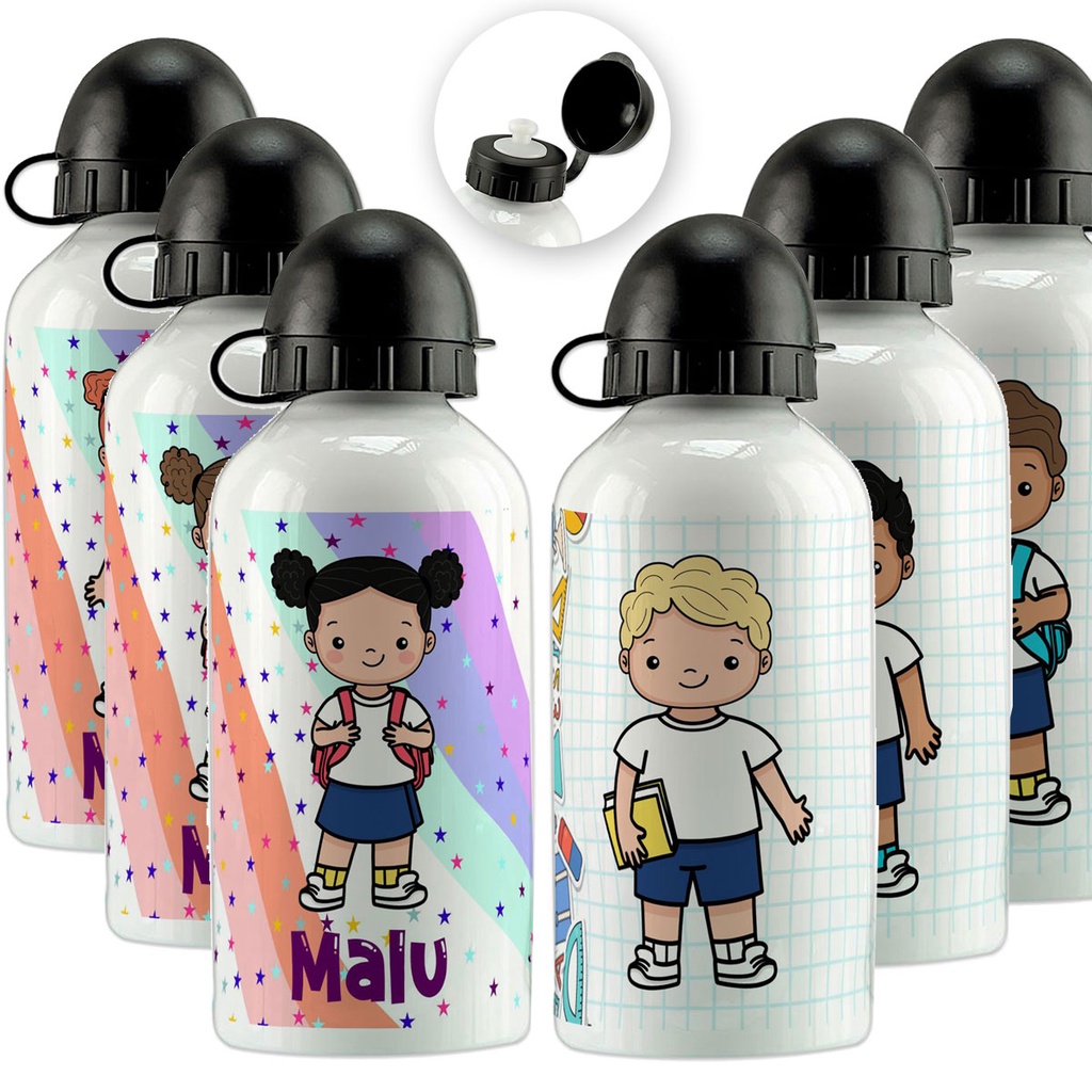 Garrafa de Água Infantil Garrafinha Menino Menina Personalizada Nome e ...
