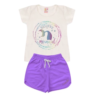Conjunto Infantil Menina Roupa de Criança feminino Short e Baby Look Atacado Barato L42