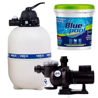 Filtro Piscina Até 42000l Com Bomba 1/2 Cv Pré-filtro + Kit em Oferta na Shopee