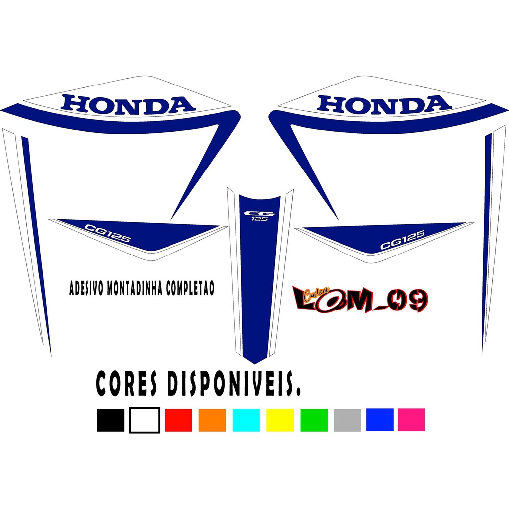 ADESIVO MONTADINHA PARA MOTOS 125 150 HONDA KIT ADESIVO COMPLETO FAN ...