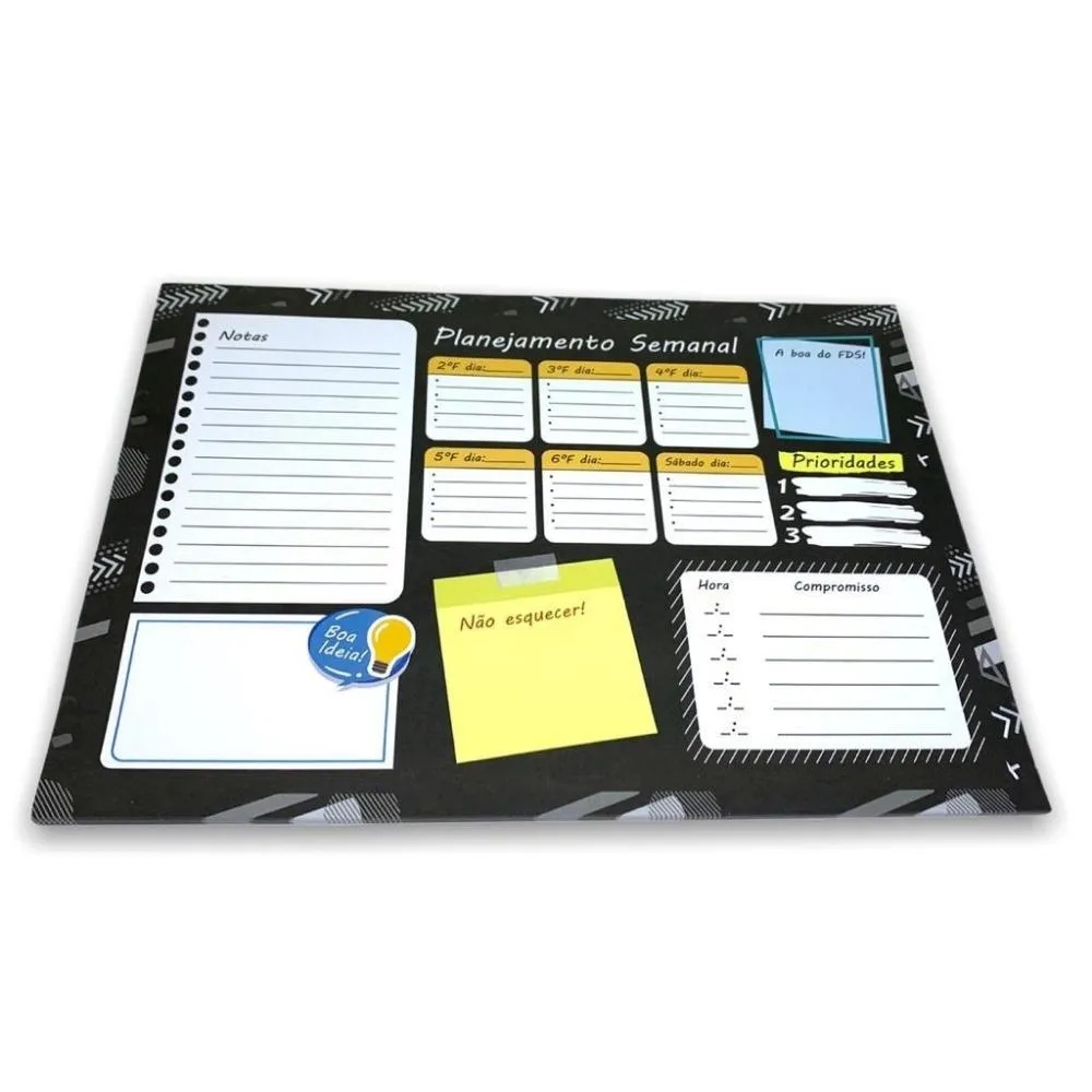 Bloco Planner Planejamento Semanal Fofo com 55 Folhas - Win Paper/ WX ...