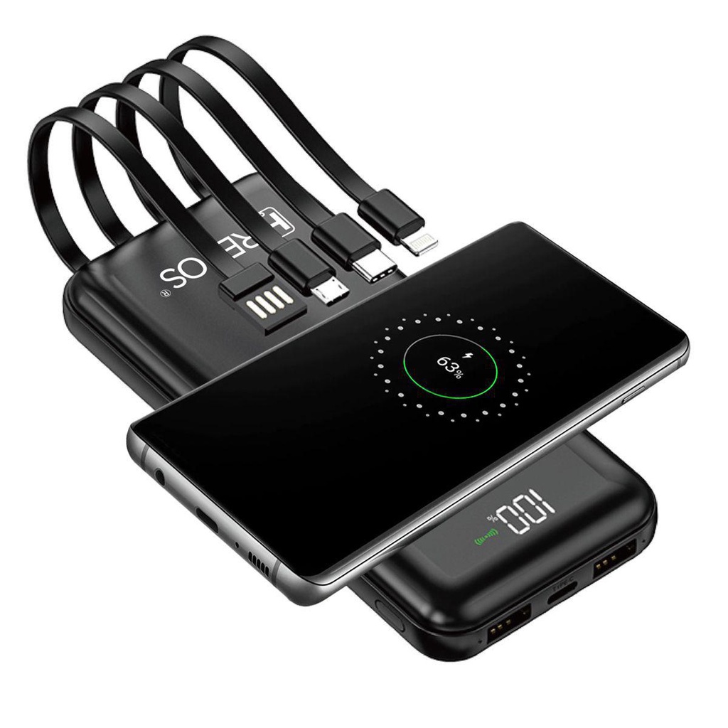 Carregador Bateria Power Bank Com 4 Cabo 10000mah Agold BTE17 Portatil