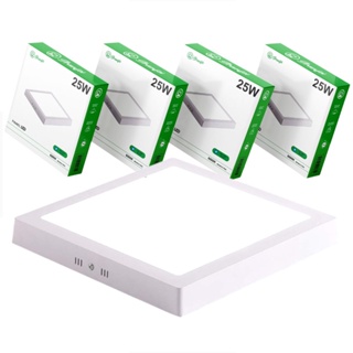 Kit 5 Luminária Painel Plafon Led 25W Quadrado Redondo Alumínio Sobrepor