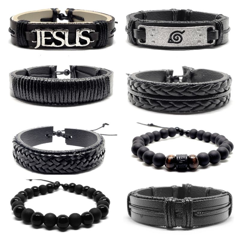 Pulseira bracelete Masculino Feminino couro sintetico Pode Molhar