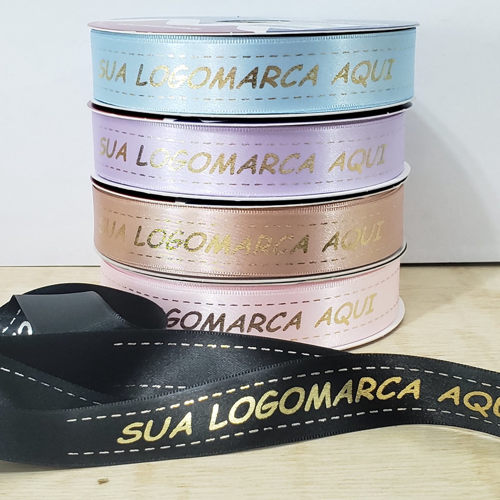 Fita Cetim Personalizada 22mm de 25 e 50 Metros - COR DE IMPRESSÃO ...