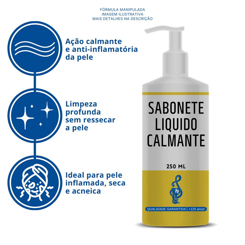 Sabonete Liquido Calmante Hidratante 250mL - Ação Antiacne, Dermatite ...