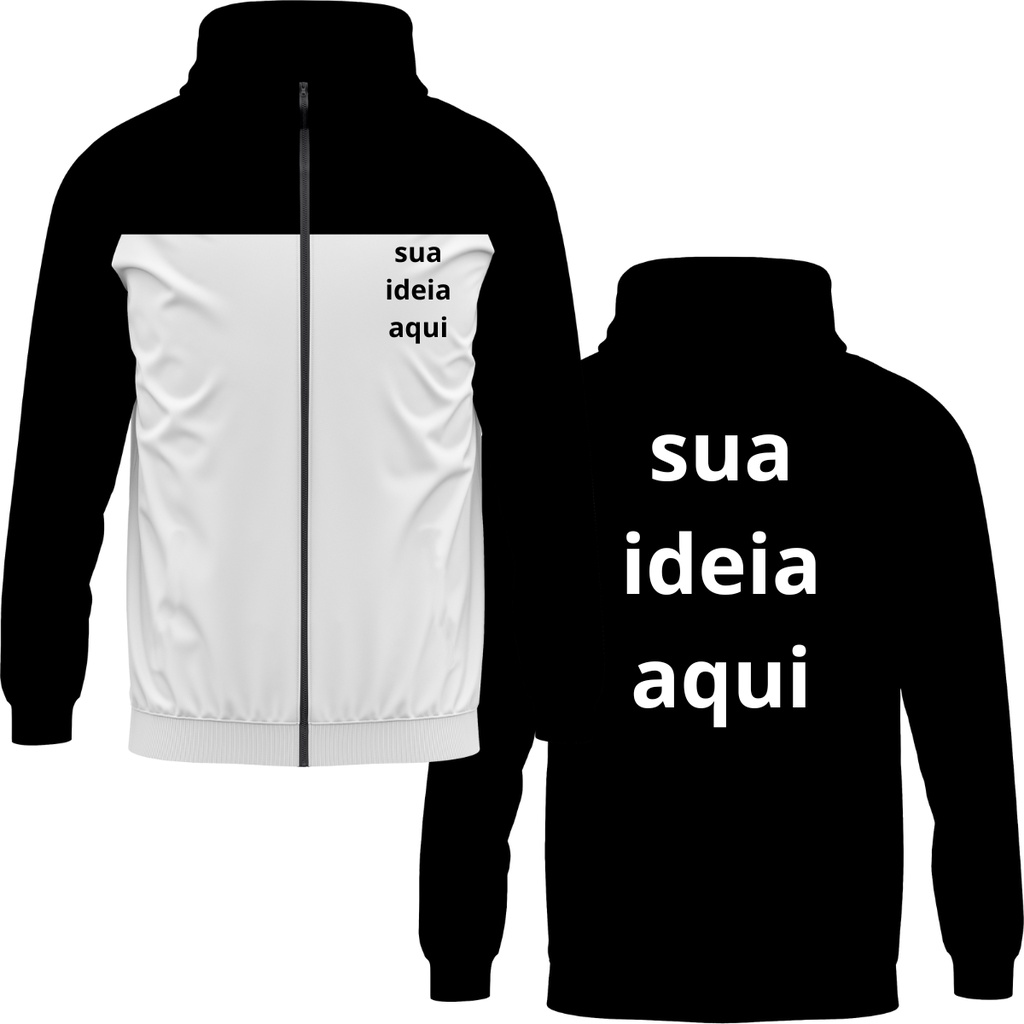 Corta Vento Personalizado Com Sua Ideia Aqui Frente E Verso Casaco Blusa De Frio Masculina Impermeável Semi Forrado Manga Longa Capuz Jaqueta Preta