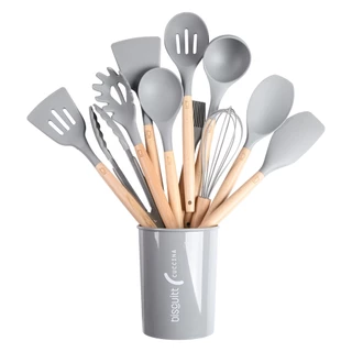 Kit De Utensílios Espatula Cozinha Silicone Biscuitt Cuccina Cinza