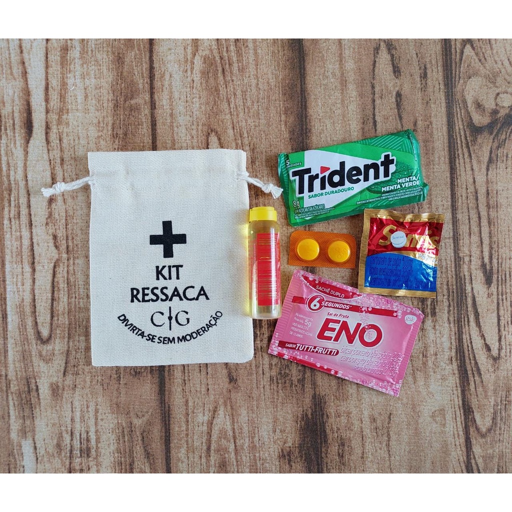 50 lembrancinhas Personalizadas Kit ressaca em algodão cru para festas