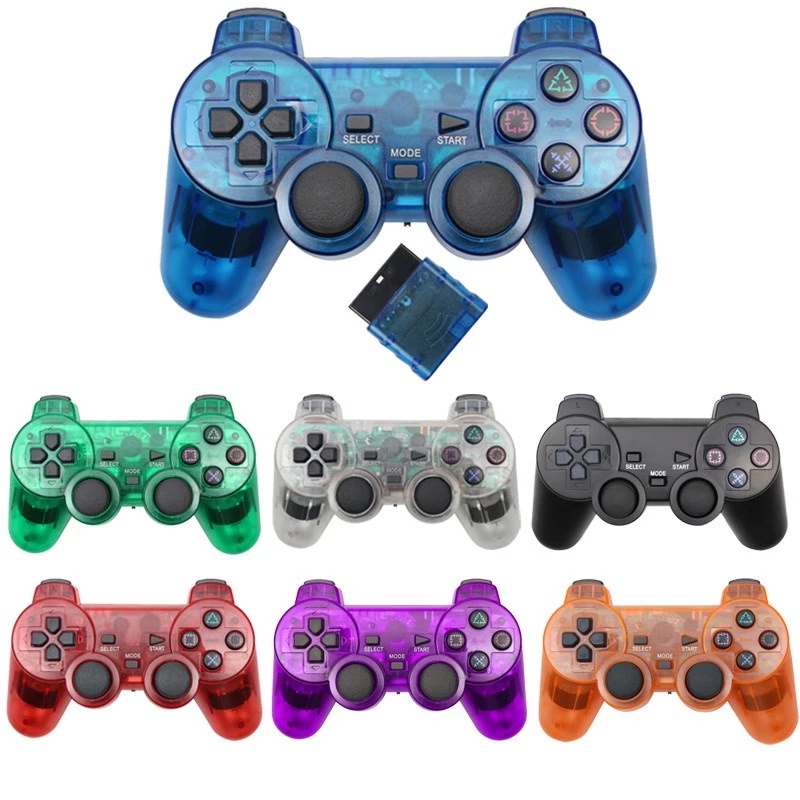 Controle sem fio para playstation 2, joystick dupla vibração, choque, usb,  pc, controle de jogos