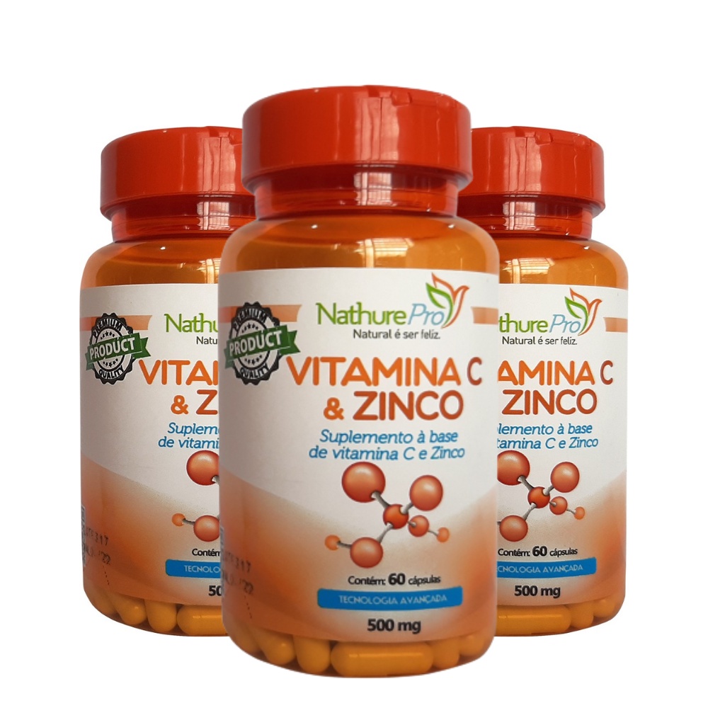 Kit 3 Vitamina C Com Zinco Nathurepro Imunidade 60 Cáps 500mg Shopee Brasil 0400