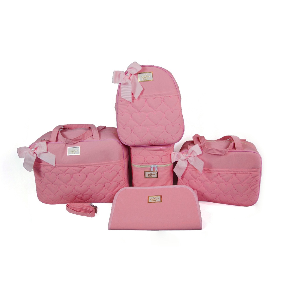 Conjunto P Bebê Reborn Roupa Fralda e Bolsa Maternidade Rosa