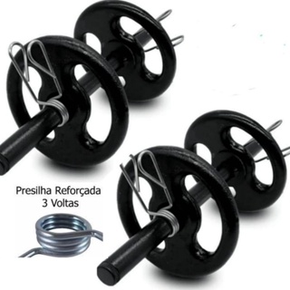 Kit 2 Barra Oca 40cm + 4 Anilhas Pintadas 1kg +4 Presilhas Musculaçao, Peso, Academia