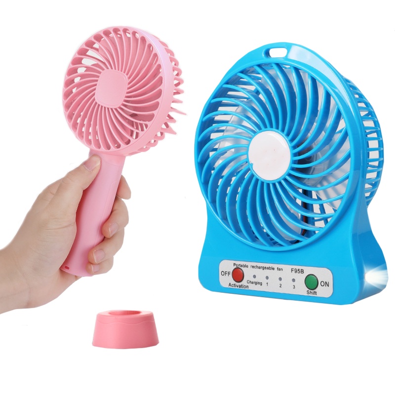 Mini Ventilador Portátil Recarregável USB c/Led Vento Forte de Mão e Mesa